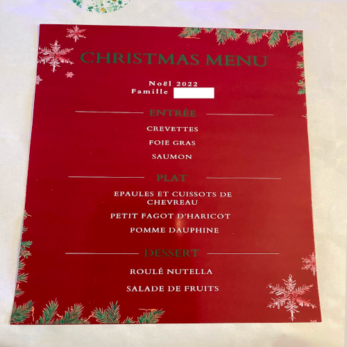 menu de noel